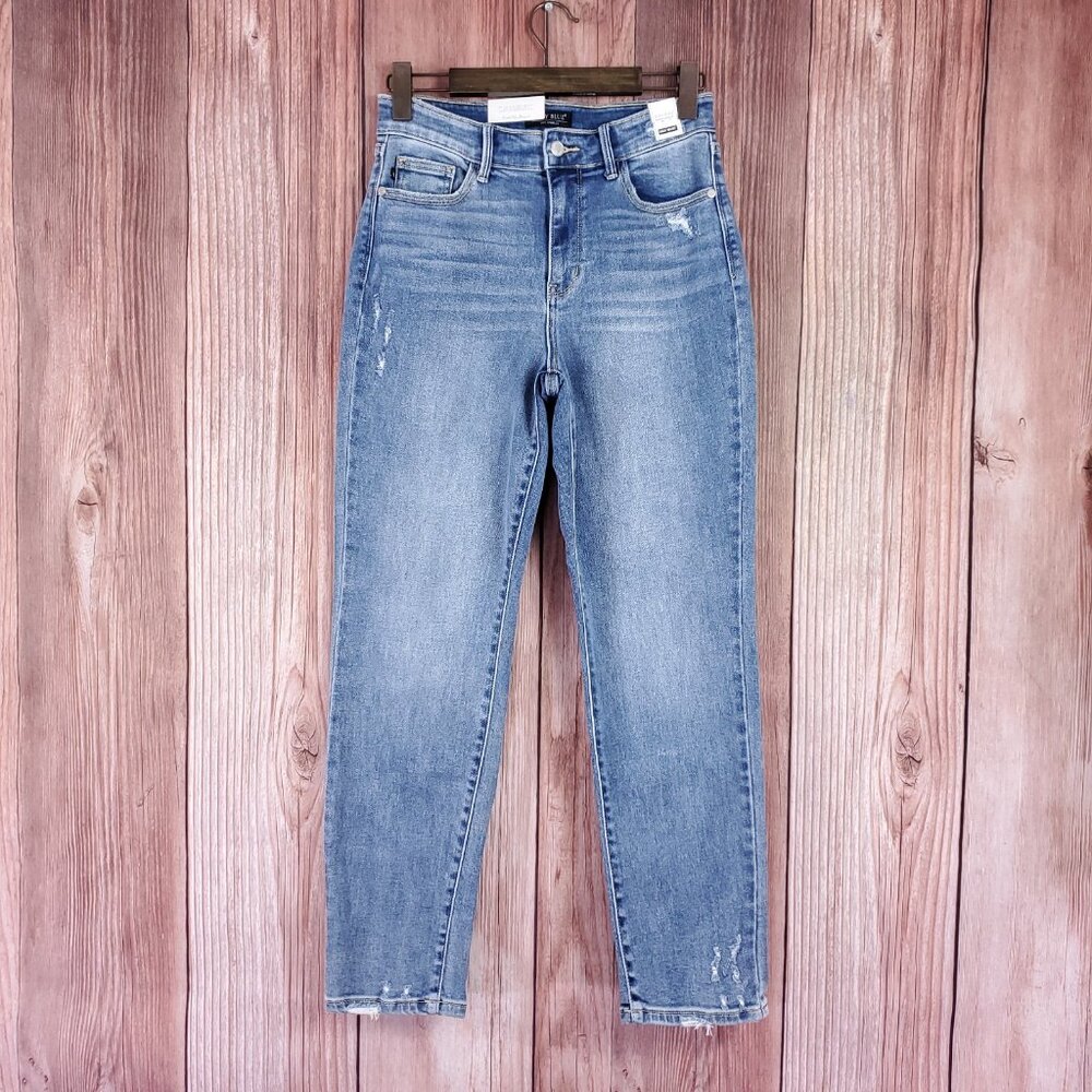 NWT Judy Blue Slim Fit High Waist Jeans Womens 5/27 Distressed Denim Stretch